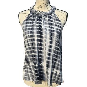 Anthropologie‎ -250 Antibes Blanc grey and white tie dye halter style tank top M